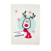 Personalised Christmas Tea Towel - Christmas Reindeer